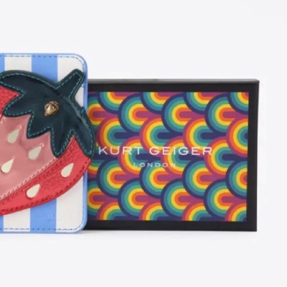 Kurt Geiger Red and Black Strawberry Card Holder- Attaches To Back Of Cellphone - Picture 5 of 5